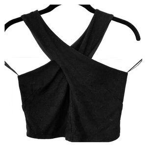 🌼black forever 21 cross neck crop top